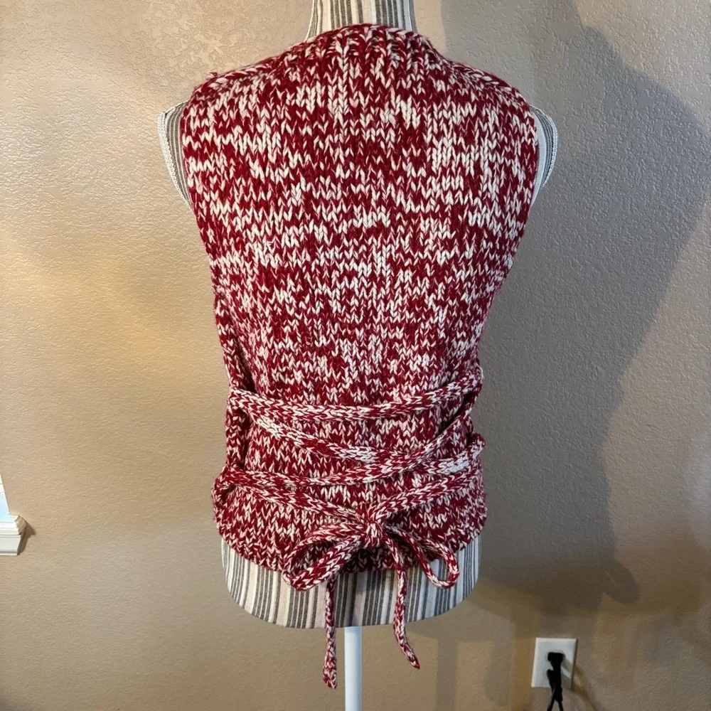 Vintage Sweater Vest Medium Klis Red Ivory Knit Sleeveless Sweater Made Italy